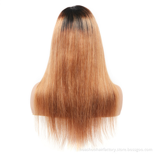 Pre Plucked Hairline 12 Inch Straight Human Hair Dark Brown Long T1B27 Lace Frontal Wig